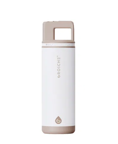Grosche Alpine Flip 'n Sip Insulated, Leakproof Water Bottle With Straw, 20 oz In White
