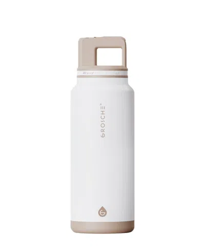 Grosche Alpine Flip 'n Sip Insulated, Leakproof Water Bottle With Straw, 40 oz In White
