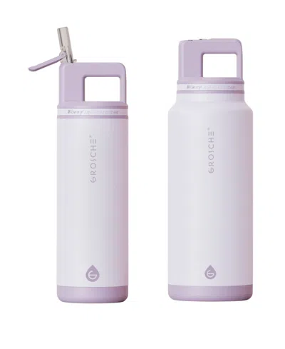Grosche Alpine Flip 'n Sip Insulated Water Bottle With Straw 2pk 20 oz + 40 oz In Lavender