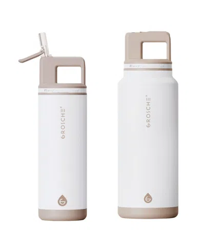 Grosche Alpine Flip 'n Sip Insulated Water Bottle With Straw 2pk 20 oz + 40 oz In White