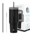 Grosche Aspen 40oz Insulated Tumbler With Straw And Handle In Black