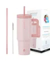 Grosche Aspen 40oz Insulated Tumbler With Straw And Handle In Pink