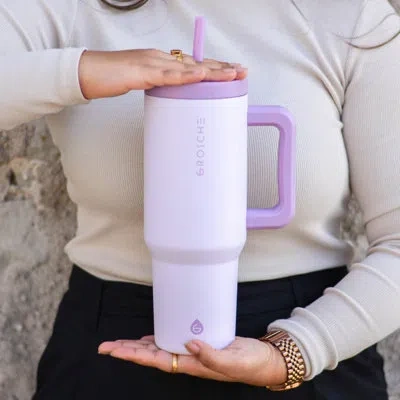 Grosche Aspen 40oz Tumbler With Handle And Straw, Insulated Tumbler In Lavender