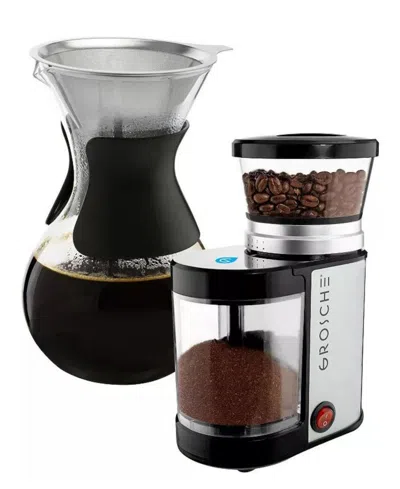 Grosche Brew Mastery Combo: Bremen Burr Grinder Austin G6 Pour Over Coffee Maker In Black