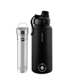Grosche Chicago Steel Insulated Tea Infusion Flask, Tea And Coffee Tumbler, 32 Fluid oz In Charcoal Black