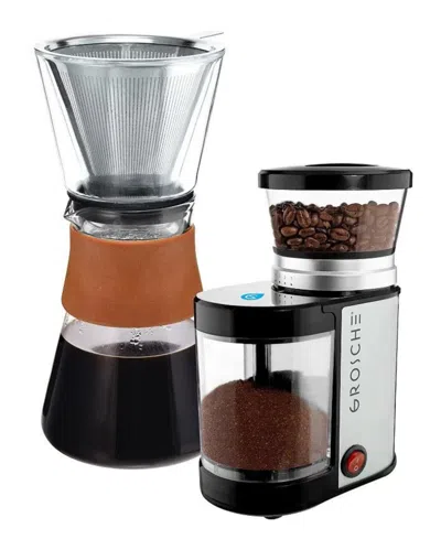 Grosche Flavor Craft Duo: Amsterdam Pour Over Coffee Maker Bremen Burr Grinder In Brown