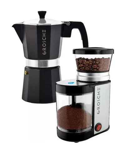 Grosche Grind Brew Duo: Milano Moka Pot Bremen Burr Grinder In Black