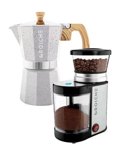 Grosche Grind Brew Duo: Milano Stone Moka Pot Bremen Burr Grinder In Fossil Grey