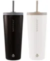 Grosche Jasper 2 Pc. Insulated Tumbler With Straw In Black,white
