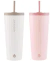 Grosche Jasper 2 Pc. Insulated Tumbler With Straw In White,pink