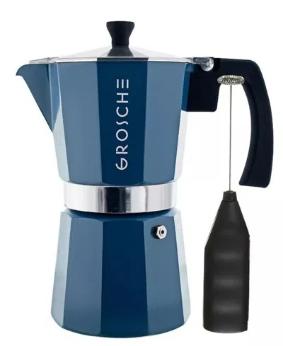 Grosche Milano Cafe Bliss: Moka Pot Frother Duo In Blue