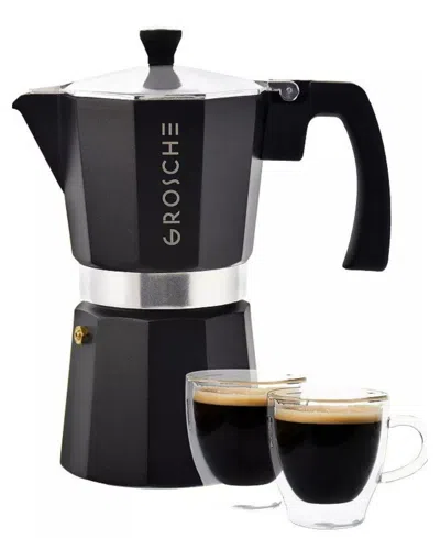 Grosche Milano Expresso Elegance: Moka Pot Espresso Cup Set In Black