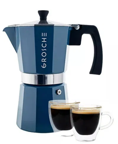 Grosche Milano Expresso Elegance: Moka Pot Espresso Cup Set In Blue