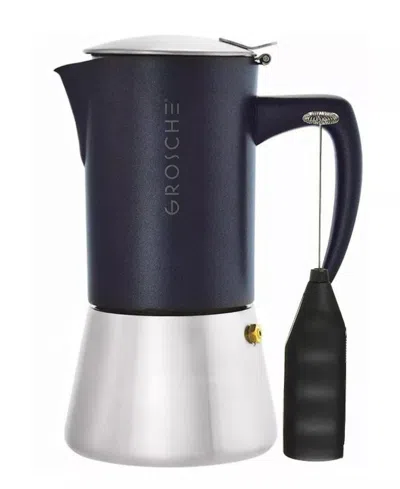 Grosche Milano Steel Cafe Bliss: Moka Pot Frother Duo In Black