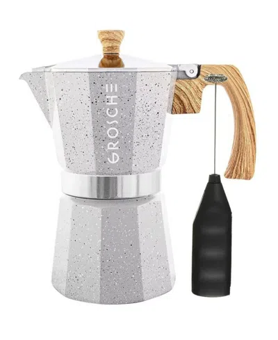 Grosche Milano Stone Cafe Bliss: Moka Pot Frother Duo In Fossil Grey