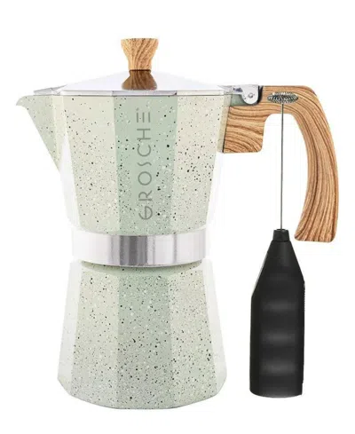 Grosche Milano Stone Cafe Bliss: Moka Pot Frother Duo In Green