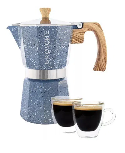 Grosche Milano Stone Expresso Elegance: Moka Pot Espresso Cup Set In Indigo Blue