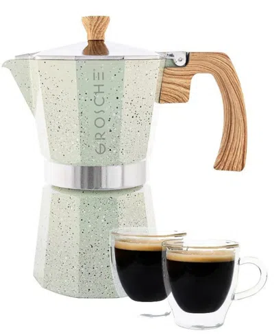 Grosche Milano Stone Expresso Elegance: Moka Pot Espresso Cup Set In Mint Green