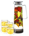 Grosche Ultimate-infusion Pour Share Set:bali Water Infuser Pitcher With 2 Sets Of Fresno Glass Mugs In Glass
