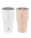 Grosche Yukon 20oz Travel Mug, Tumbler Bundle In White Pink 2 Pk