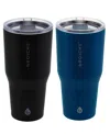 Grosche Yukon 30oz Travel Mug, Tumbler Bundle In Black Blue 2 Pk