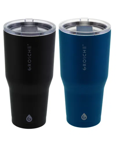 Grosche Yukon 30oz Travel Mug, Tumbler Bundle In Black Blue 2 Pk
