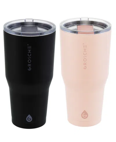 Grosche Yukon 30oz Travel Mug, Tumbler Bundle In Black Pink 2 Pk