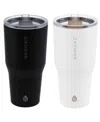 Grosche Yukon 30oz Travel Mug, Tumbler Bundle In Black White 2 Pk