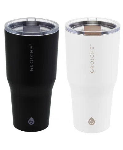 Grosche Yukon 30oz Travel Mug, Tumbler Bundle In Black White 2 Pk