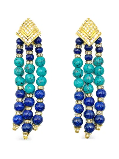 Pre-owned Grossé 1970s Turquoise Tassel Earrings In Gold