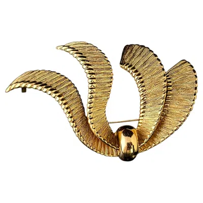 Pre-owned Grossé Vintage Gold Plated Abstract Bow Brooch, Grosse In Multiple