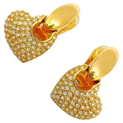 Pre-owned Grossé Vintage  Crystal Heart Drop Earrings 1980s In Multi