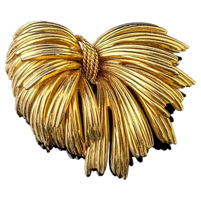 Pre-owned Grossé Vintage Grosse Gold Tone Textured Bow Brooch, Germany, 1964 In Multiple
