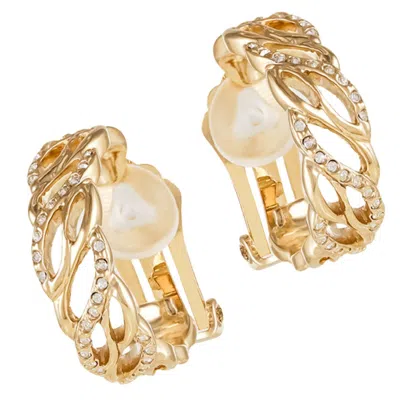 Grossé Women's Gold & Crystal Design Clip On Earrings, Series Emotion