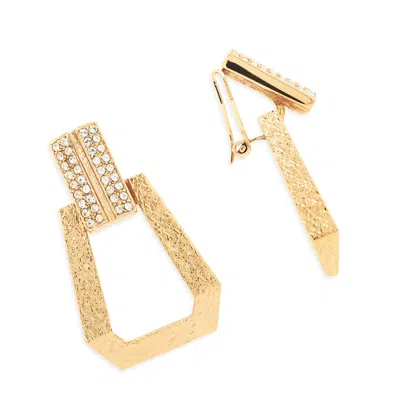 Grossé Women's Gold & Crystal Drop Clip On Earrings, Series Art Deco Tribe