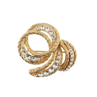 Grossé Women's Gold & Crystal Swirl Brooch, Series Reproduction