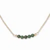 Grossé Women's Gold / Green Gold & Green Jadeite Chalcedony Gemstone Necklace, Series Gem Mix