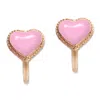 Grossé Women's Gold / Pink / Purple Gold & Pink Enamel Heart Clip On Earrings, Series Pop Heart