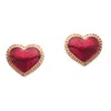 Grossé Women's Gold / Red Gold & Red Enamel Heart Earrings, Series Pop Heart