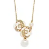 Grossé Women's Gold / White Crystal & Pearls Gold Flower Necklace, Series Blanc Camelia