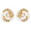 Grossé Women's Gold / White Gold & Crystal Flower Earrings, Series Blanc Camelia