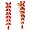 Grossé Women's Red / Gold Ruby Red Crystal Drop Clip On Earrings, Series Cocktail