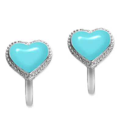 Grossé Women's Silver / Blue Platinum & Light Blue Enamel Heart Clip On Earrings, Series Pop Heart