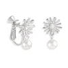 Grossé Women's Silver / White Crystal & Pearl Drop Clip On Earrings, Series Bouquet