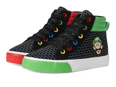 Ground Up Super Mario High-top (little Kid/big Kid) Boy's Shoes Black : 4 Big Kid M, Canvas