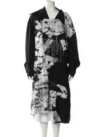 Pre-owned Ground Y By Yohji Yamamoto Floral Print Coat In Black