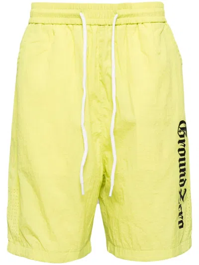 Ground Zero Crinkled Logo-print Track Shorts In 黄色