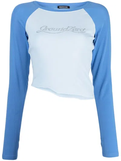 Ground Zero Crystal-embellished Asymmetric T-shirt In Blue