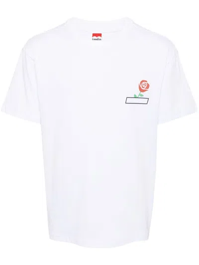 Ground Zero Floral Logo-print Cotton T-shirt In White