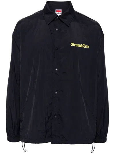 Ground Zero Gothic Font Logo-print Shirt In Blue